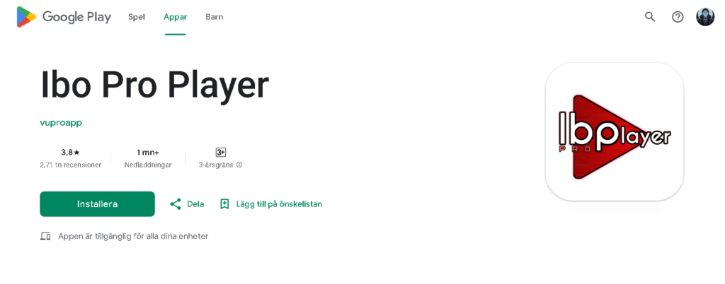 IBO Player is beschikbaar via appstores zoals Google